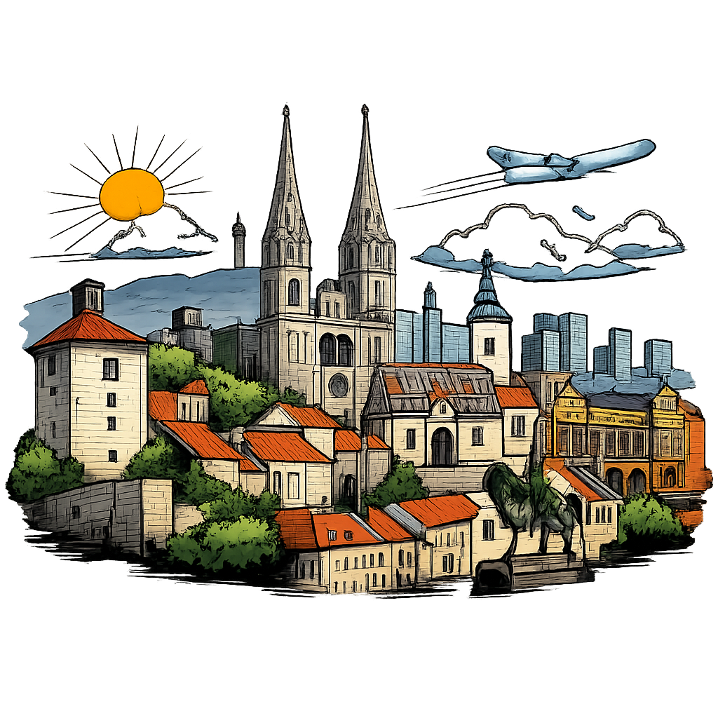 comicbook zagreb city transparent ideal for blue background for client landing page